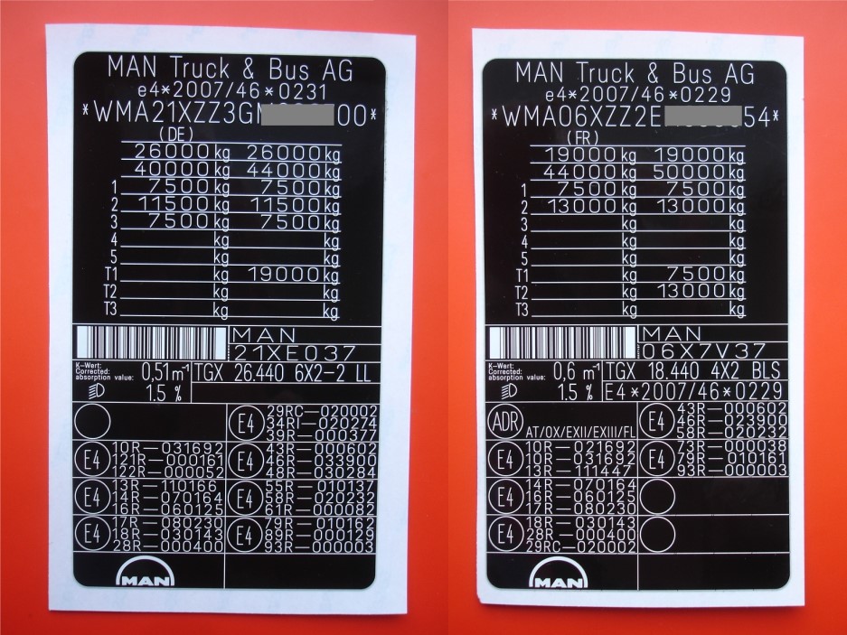 наклейка дублирующая на грузовой автомобиль MAN 21X